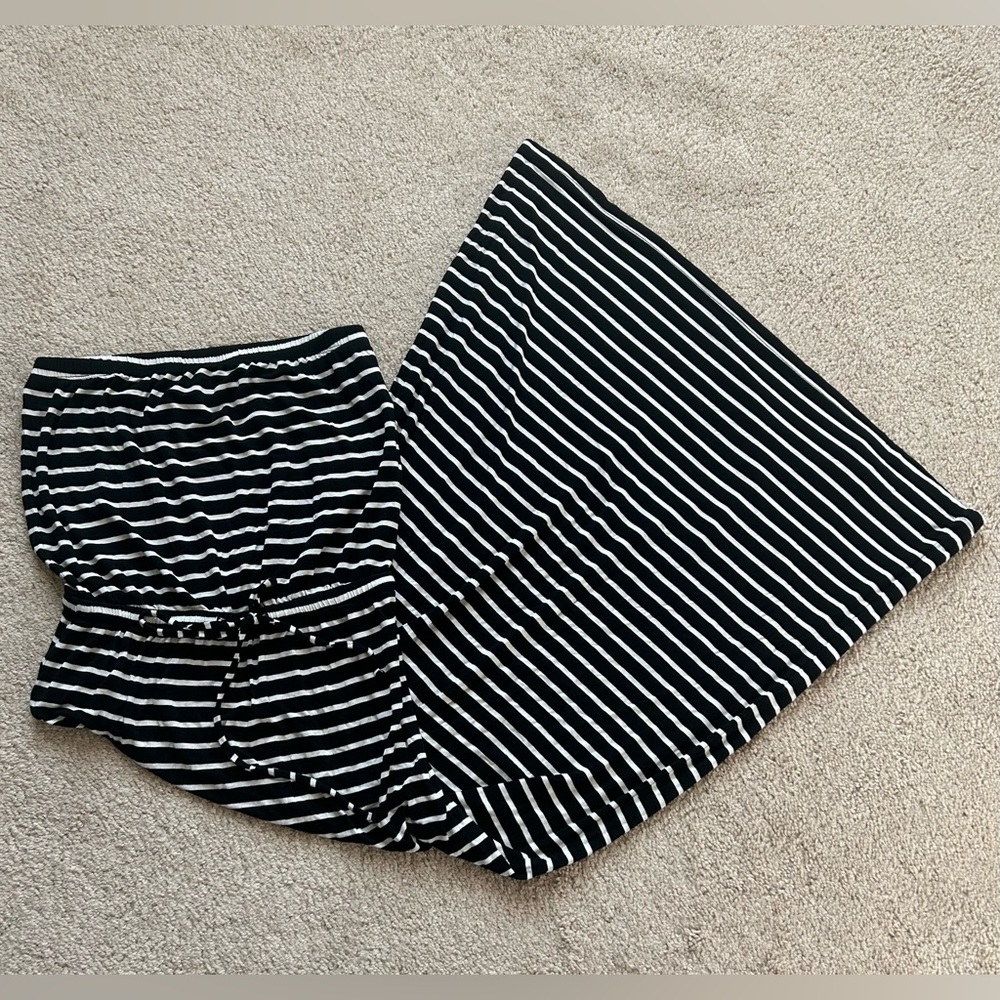 Charming Charlie’s Strapless Black & White Striped Maxi Dress